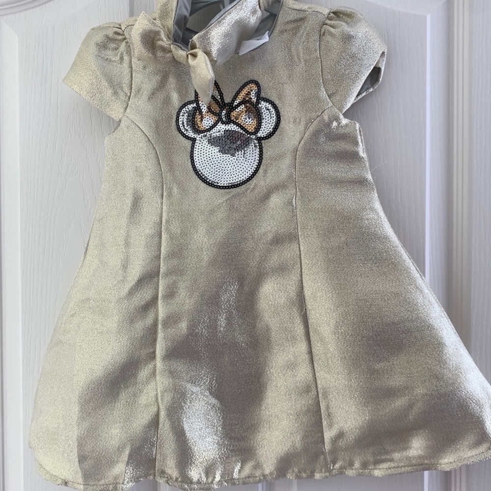 Gold and silver Sequined Minnie Mouse Flare Dress with Headband
